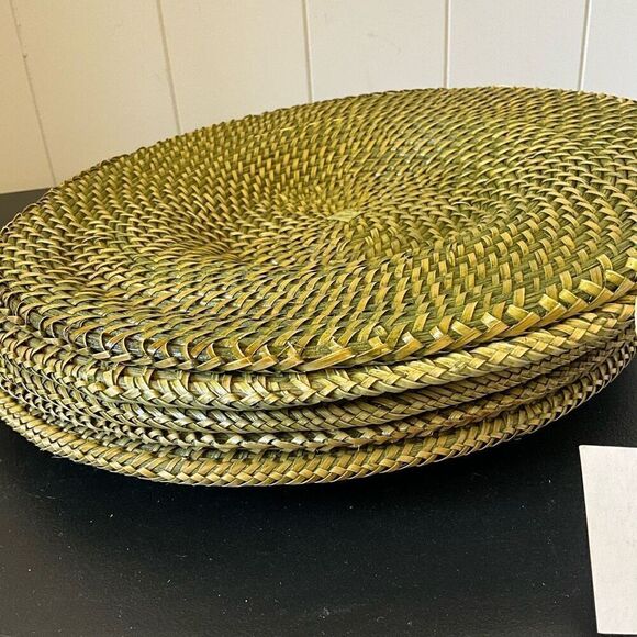 Kitchen Table Dining Room Decor Woven Set of 5 Placemats Gold Black 13" NWT - Picture 5 of 11